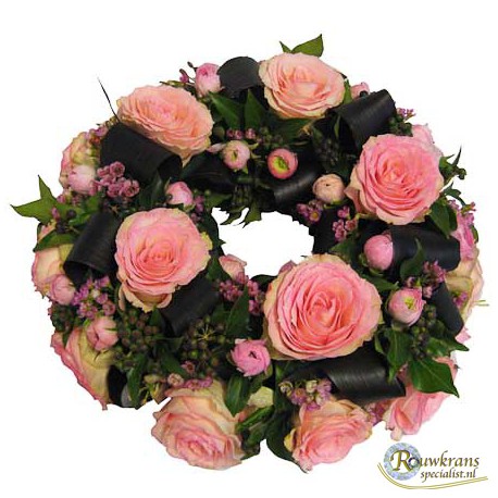 Rouwkrans Tender roze